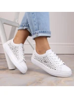 Pohodlné kožené topánky Rieker W RKR641 white