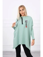 Oversize mikina s asymetrickými boky tmavě mátová Oversize mikina s asymetrickými boky tmavě mátová