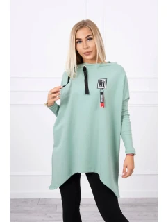 Oversize mikina s asymetrickými bokmi tmavo mätová