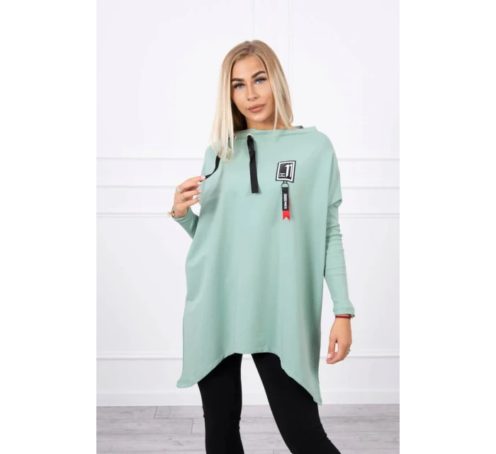 Oversize mikina s asymetrickými boky tmavě mátová Oversize mikina s asymetrickými boky tmavě mátová