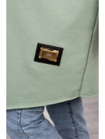 Pláštěnka světle mátové barvy s nápisy