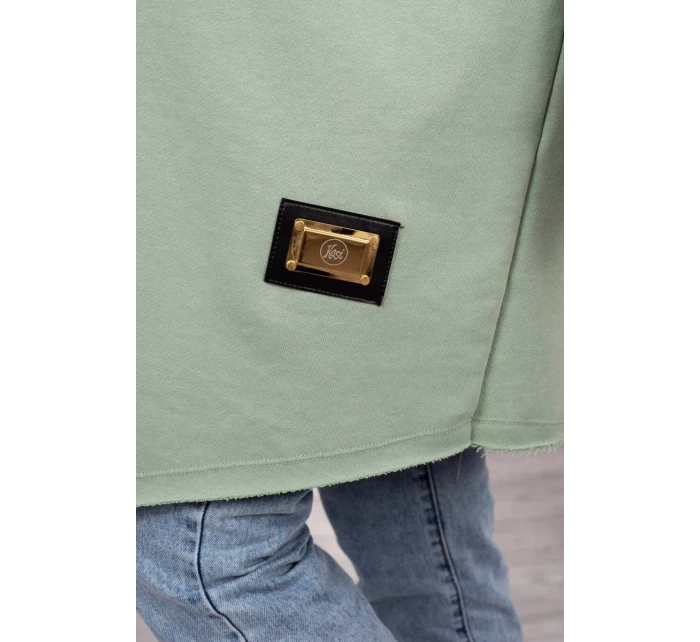 Pláštěnka světle mátové barvy s nápisy