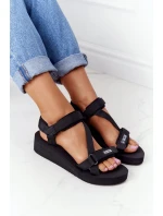 Piankowe Sandały Na Koturnie Big Star FF274A349 Czarne
