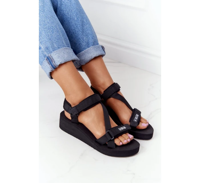 Piankowe Sandały Na Koturnie Big Star FF274A349 Czarne