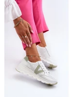 Dámské kožené lehké sportovní boty béžové model 21655443 - VINCEZA