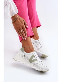 Dámské kožené lehké sportovní boty béžové model 21655443 - VINCEZA