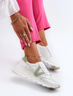 Dámské kožené lehké sportovní boty béžové model 21655443 - VINCEZA