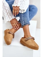 Damskie Kapcie Ocieplane Futerkiem Na Platformie Camel Azida Damskie Kapcie Ocieplane Futerkiem Na Platformie Camel Azida