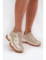 Buty Sportowe Sneakersy Damskie Big Star SS274014 HI-POLY SYSTEM Beżowo-Złote Buty Sportowe Sneakersy Damskie Big Star SS274014 HI-POLY SYSTEM Beżowo-Złote