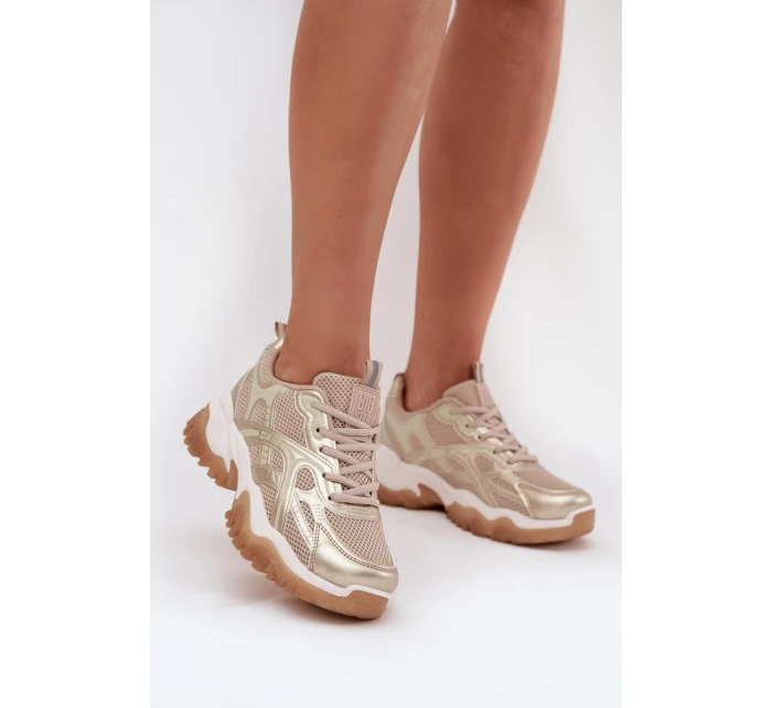 Buty Sportowe Sneakersy Damskie Big Star SS274014 HI-POLY SYSTEM Beżowo-Złote Buty Sportowe Sneakersy Damskie Big Star SS274014 HI-POLY SYSTEM Beżowo-Złote