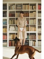 Zavinovací šaty se šálovým límcem model 21253417 béžové - BeWear