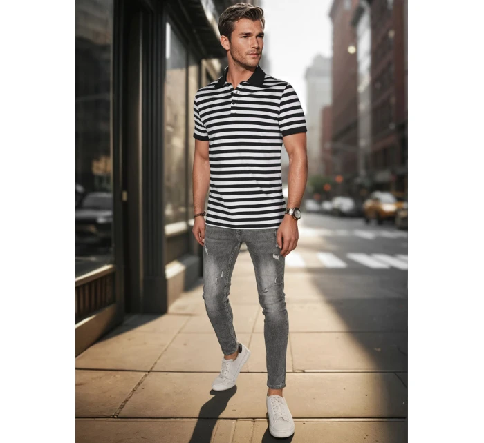 Pánská pruhovaná polokošile bílá Dstreet model 21987919 - FashionStreet