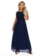 dlouhé maxi šaty s a kulatým výstřihem – tmavě modré model 22275586 - numoco basic dlouhé maxi šaty s a kulatým výstřihem – tmavě modré model 22275586 - numoco basic
