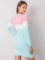 Dámska trojfarebná dlhá mikina s vreckami ružová/ecru/mint (5869)