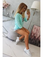 Halenka s potiskem Star Style v mátové barvě Halenka s potiskem Star Style v mátové barvě