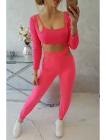 Sada s halenkou top růžová neonová