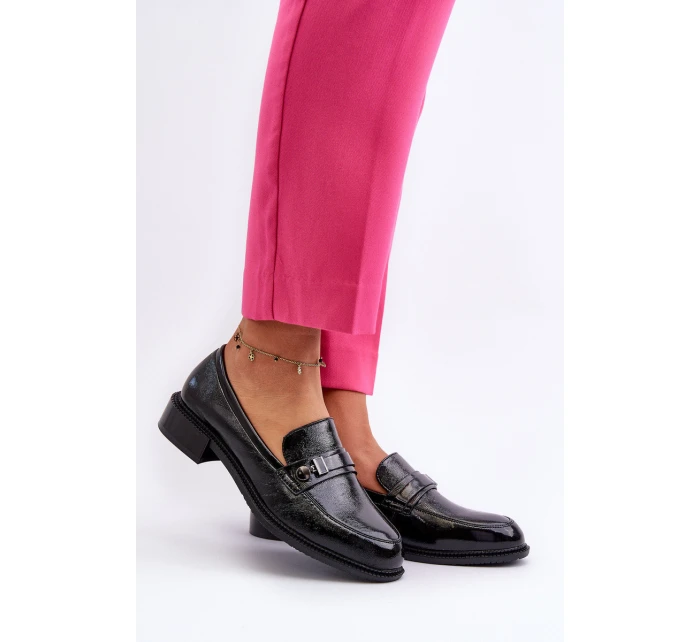 Dámské lakované mokasíny černé model 21655371 - VINCEZA