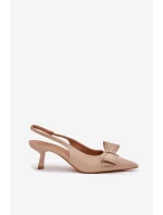 Lodičky Na Podpatku S Mašlí Béžové model 21698718 - Boto