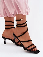Dámské sandály na podpatku s pásky Černé Samara