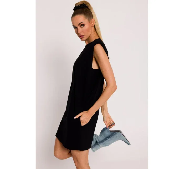 Mini šaty s na ramenou černé model 19660932 - Moe