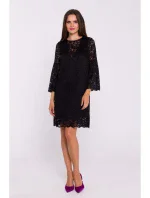Krajkové šaty ve tvaru  černé model 20531296 - STYLOVE