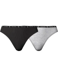 Dámske tangá 2 Pack CK96 000QD3990E BGH Black/Grey - Calvin Klein