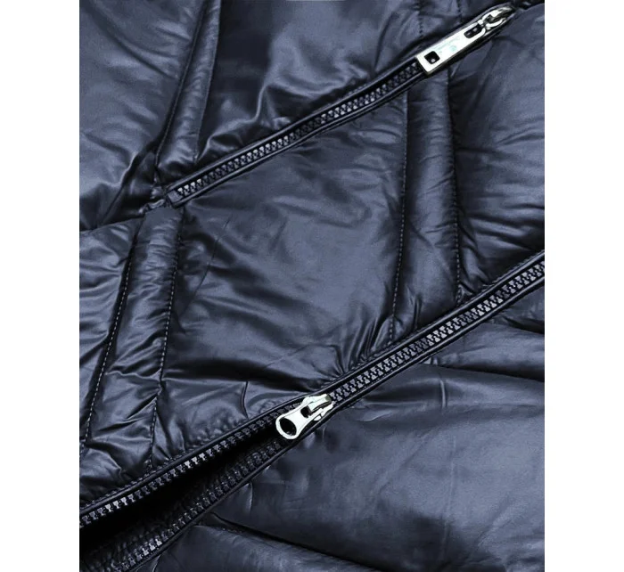 Tmavomodrá dámska prechodná bunda s kapucňou (H-97-1)