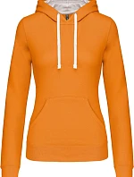 Kariban K 465 Dámska mikina s kontrastnou kapucňou 20.K465 oranžová/biela