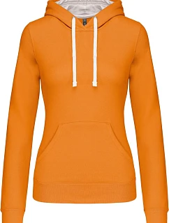 Kariban K 465 Dámska mikina s kontrastnou kapucňou 20.K465 oranžová/biela