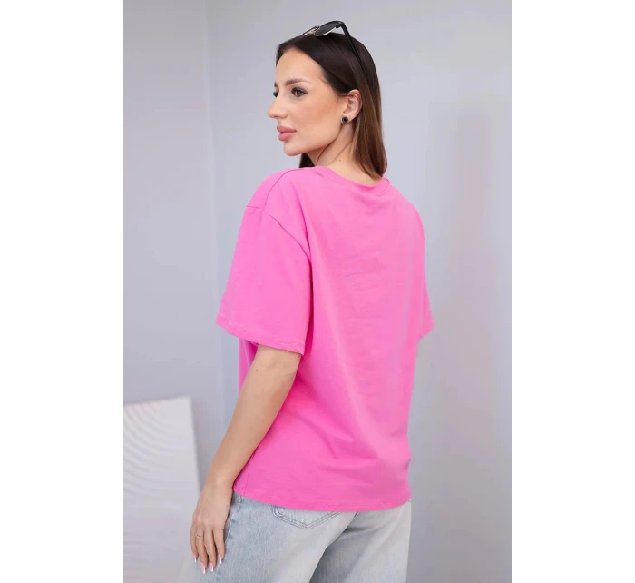 Dámská bavlněná basic halenka s krátkým rukávem růžová