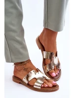 model 21617412 Dámské žabky s ozdobnými výřezy Zlaté - Zazoo