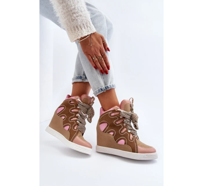 Dámské tenisky na podpatku růžové model 21648554 - Boto