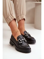 Damskie Skórzane Mokasyny Z Ozdobą CheBello 4369 Czarne