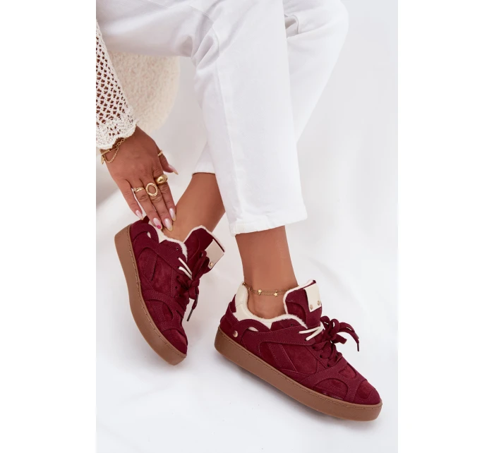 Dámské tenisky na platformě s kožešiny Bordó model 21707261 - Boto