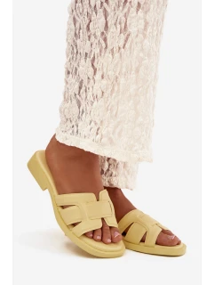 Dámské pantofle na ploché podrážce Žluté Lorania