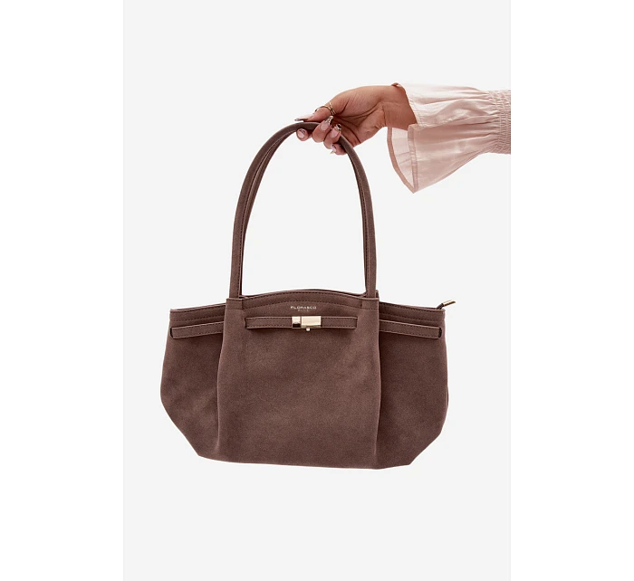 Shopper kabelka z eko semiše tmavohnědá Elleea