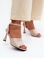 Dámske sandále na podpätku Vinceza 62297 Beige