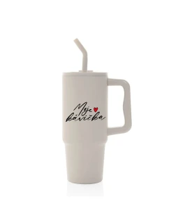 MOJE KÁVIČKA - béžový cestovní termohrnek 900 ml