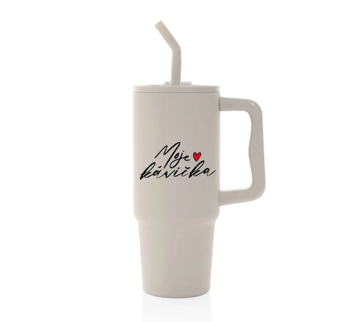 MOJE KÁVIČKA - béžový cestovní termohrnek 900 ml