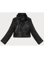 Černá vintage bunda ramoneska s opaskem model 19576638 - J.STYLE