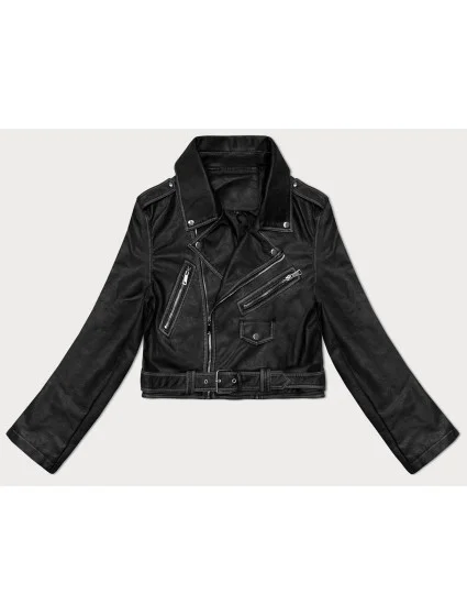 Černá vintage bunda ramoneska s opaskem model 19576638 - J.STYLE