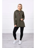 Tunika na zips s kapucňou Oversize khaki farba
