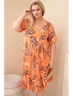 Dámske šaty z viskózy v nadmernej veľkosti s krátkymi rukávmi a stojačikovým strihom Orange