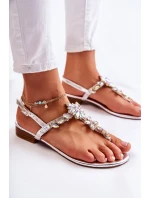 Damskie Sandały Japonki Z Cyrkoniami Srebrne Solea