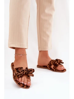 Ploché Dámské Pantofle S Mašlí Leopardí Hnědé model 21688557 - Boto