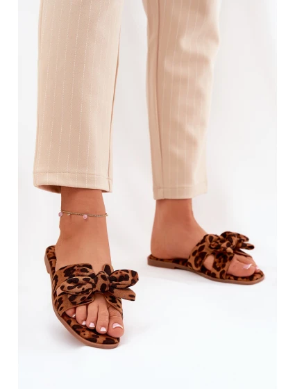 Ploché Dámské Pantofle S Mašlí Leopardí Hnědé model 21688557 - Boto Ploché Dámské Pantofle S Mašlí Leopardí Hnědé model 21688557 - Boto