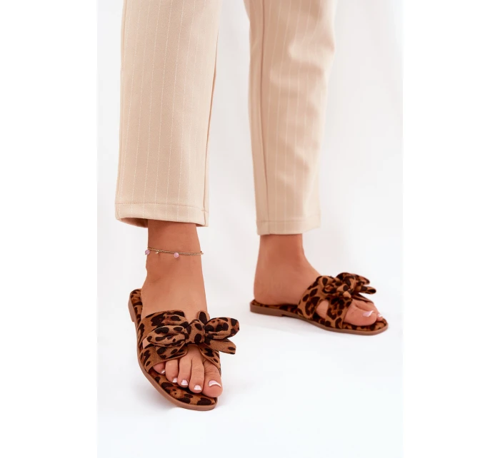 Ploché Dámské Pantofle S Mašlí Leopardí Hnědé model 21688557 - Boto Ploché Dámské Pantofle S Mašlí Leopardí Hnědé model 21688557 - Boto