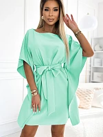 287-31 SOFIA Dámske šaty s motýlikom a viazaním v páse - MINT