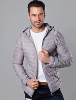 Pánska prešívaná bunda s kapucňou svetlosivá (HM112-30)