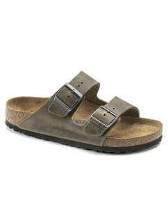 Dámske/pánske žabky Birkenstock Arizona Soft Footbed Oiled Leather Narrow Faded Khaki (1019377)